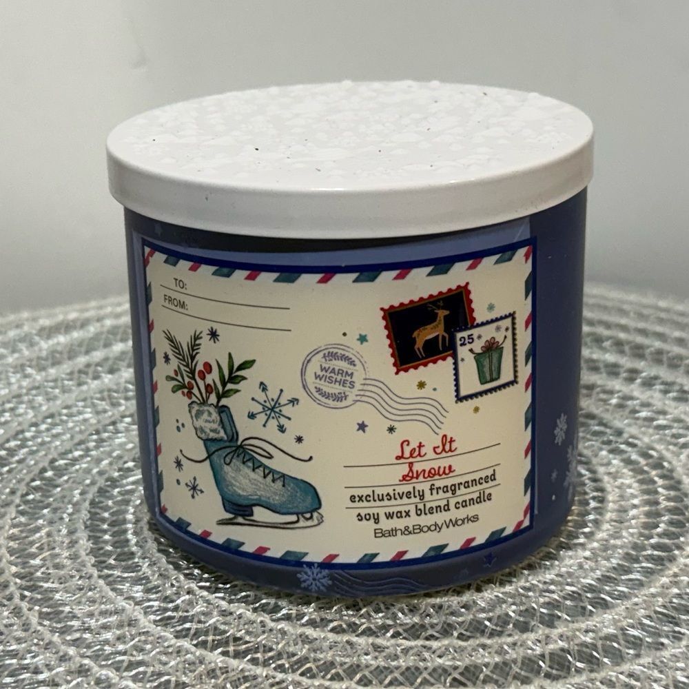 BBW Let It Snow 3 Wick Candle NWT
